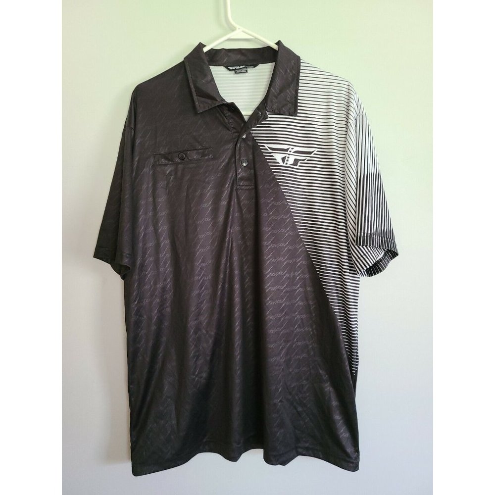 Men's FLY RACING white/black Color Block Activewear/Golf Polo Shirt size Large